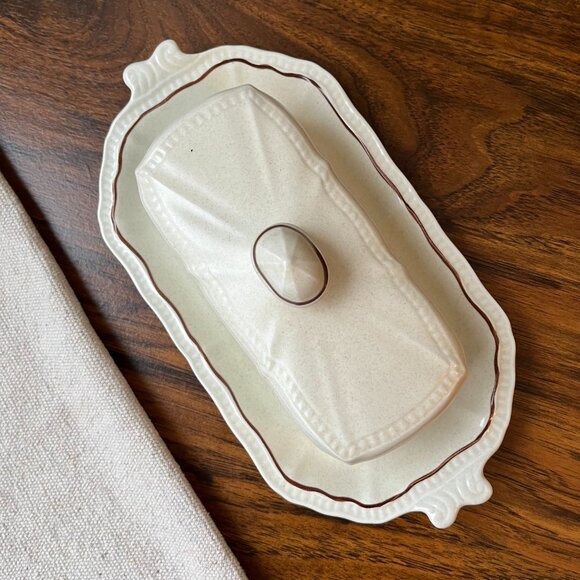 Kensington Staffordshire Handcrafted England Ironstone Butter Dish - Picture 3 of 15